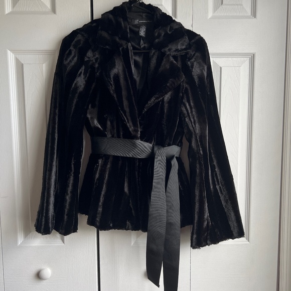 INC International Concepts Women's Faux Teddy Coat Black Size 0X main image 0